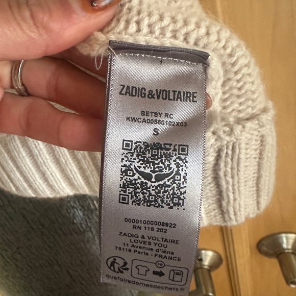 NWT Zadig & Voltaire Betsy Cardigan in Ecru, size small - Picture 12 of 14
